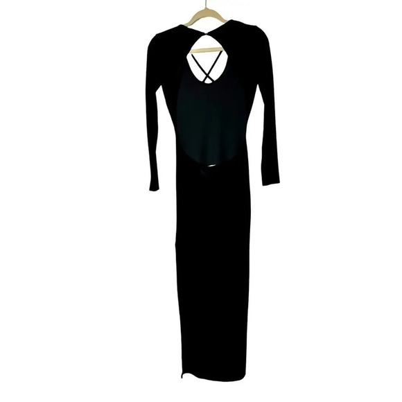 Women’s Black Backless Velvet Floor Length Dress with Slits Size Small - Picture 7 of 10